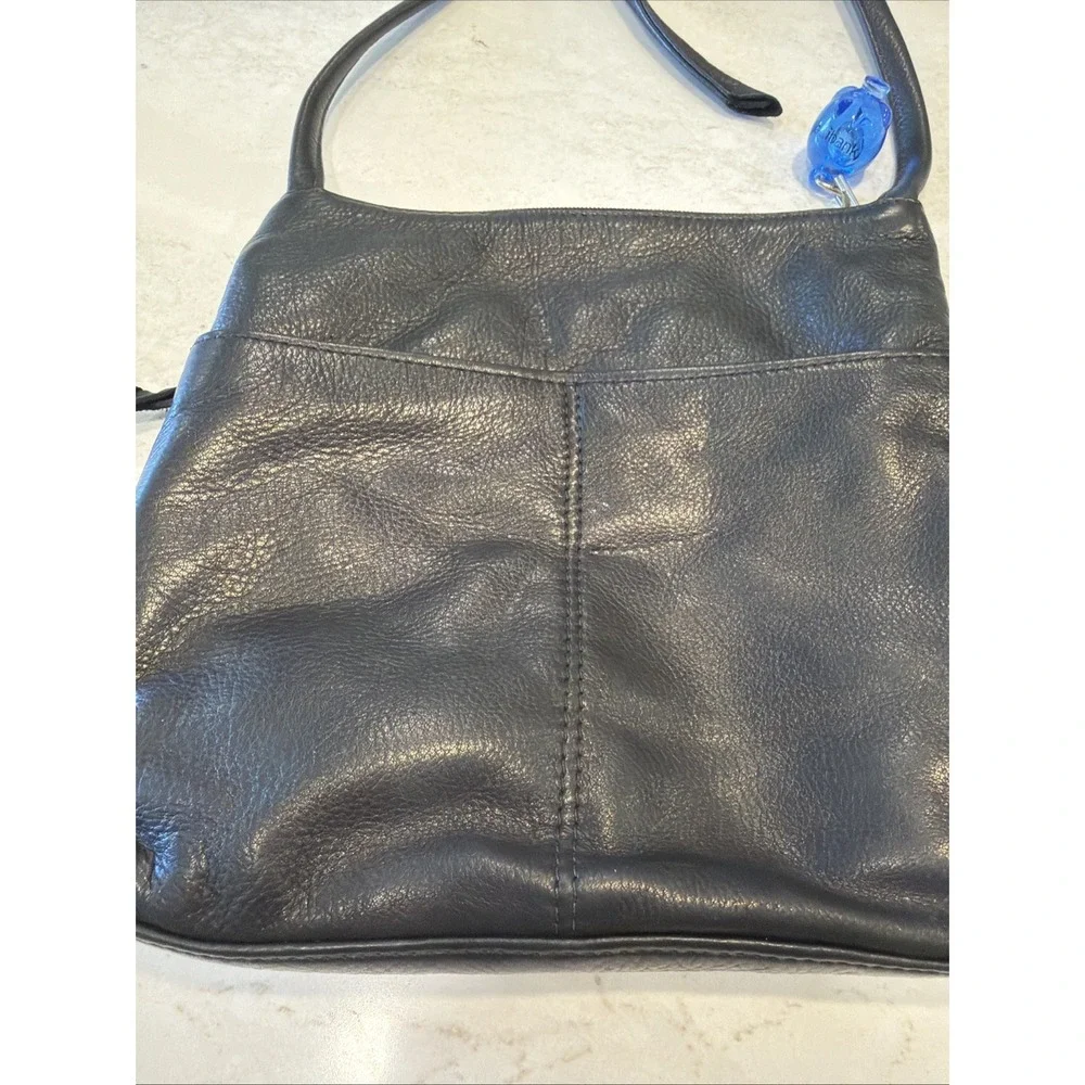 Vintage Sven Berkeley USA Black Pebbled Leather Zipper Crossbody Handbag EUC